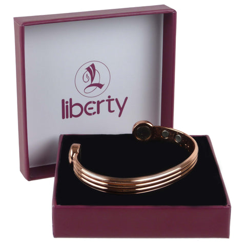 Shiny Copper Triple Band Superstrong 6 Magnet Copper Liberty Health Bracelet